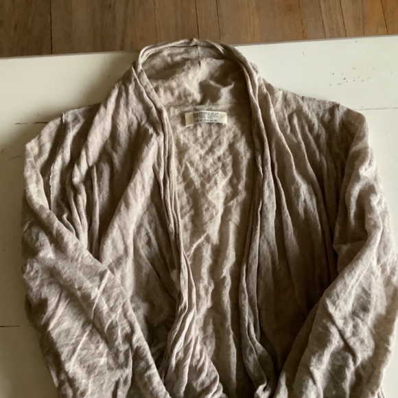 All Saints Elsie Long Tan Crinkled Open Draped Cardigan Sweater SZ 6 - Picture 8 of 12